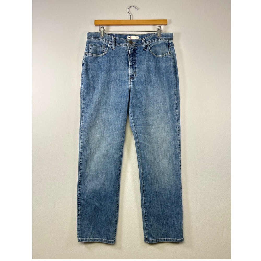 Lee Straight Leg Jeans Womens 12 Short Blue Classic Fit Stretch 3505260